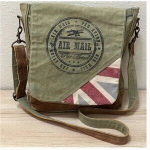 Vintage “Par Avion – Air Mail” Canvas and Leather Messenger Bag